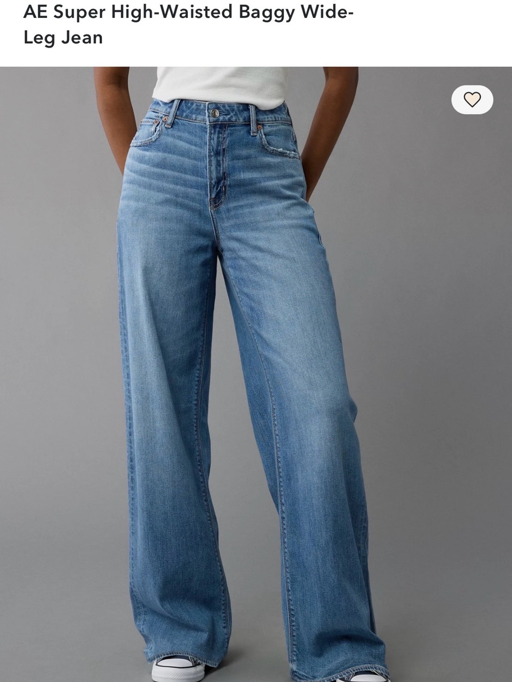 American Eagle Outfitters Light Blue Super High-Waisted Wide-Leg Jeans